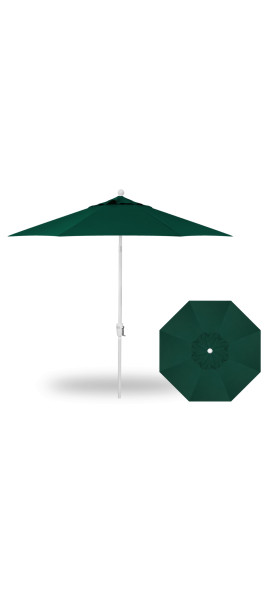 9' Push Button Tilt Umbrella -  White / Forest Green